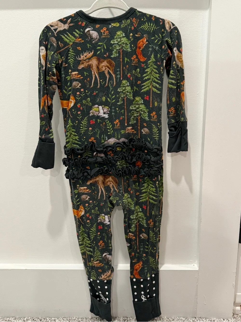 Jammie Session Woodland Bamboo Ruffle Convertible Pajamas 6-12M